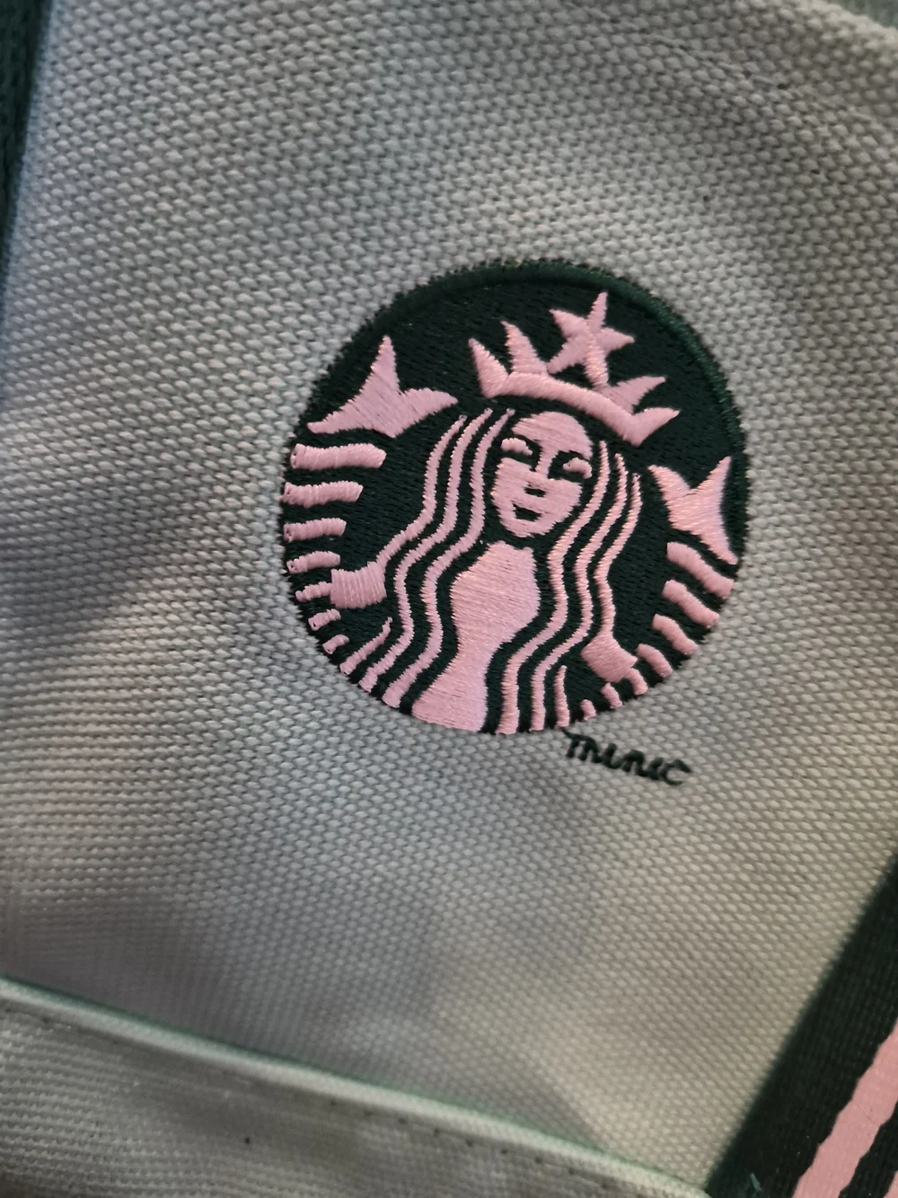 Starbucks Mint Green Canvas Tote with Striped Handles